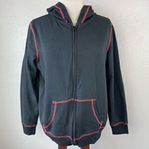 PBX Basics Black and Red Stitched Matching Full Zip Hoodie and Sweatpants Size L